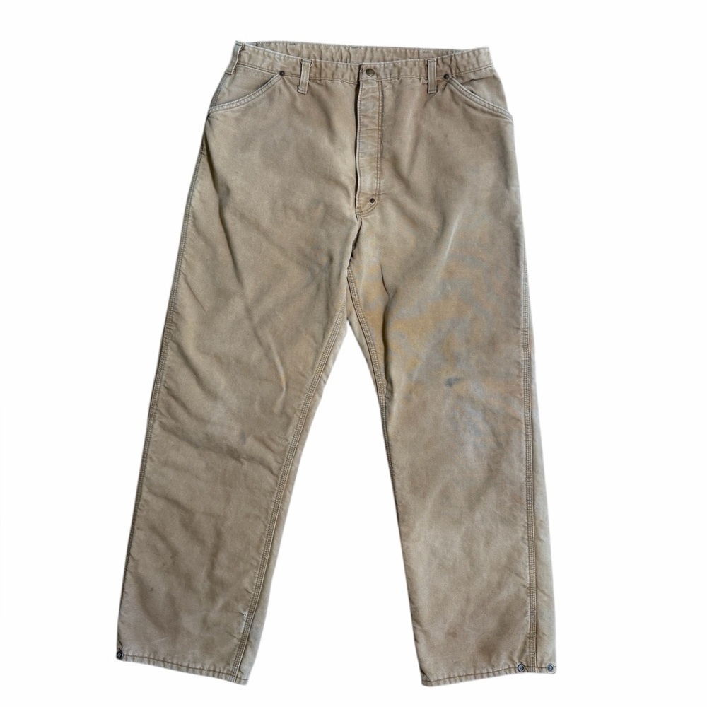 Carhartt Quilted Insulated Work Pants Tan Mens 38x32 Duck Canvas